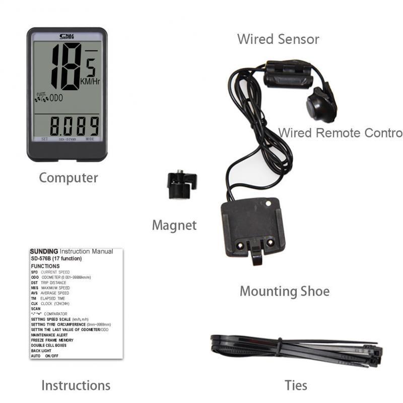 Waterproof Bicycle Computer with LED Backlight and LCD Display