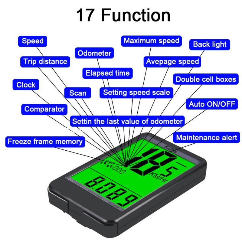 Waterproof Bicycle Computer with LED Backlight and LCD Display