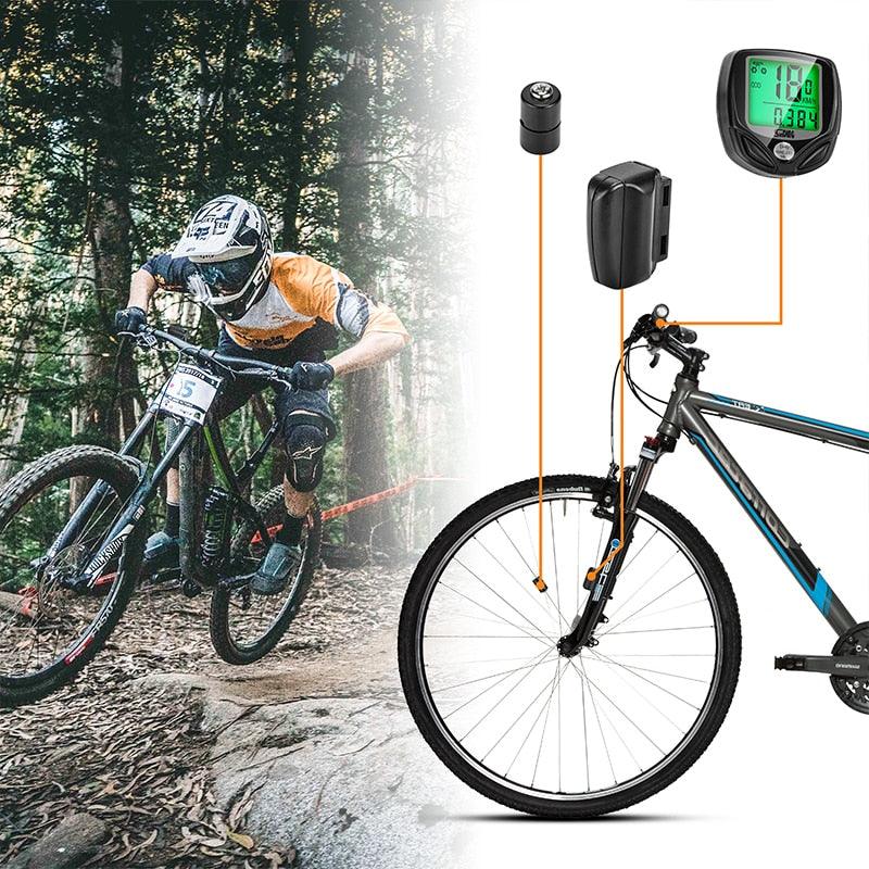 Wireless Bike Computer with 16-Function LCD Backlight Display