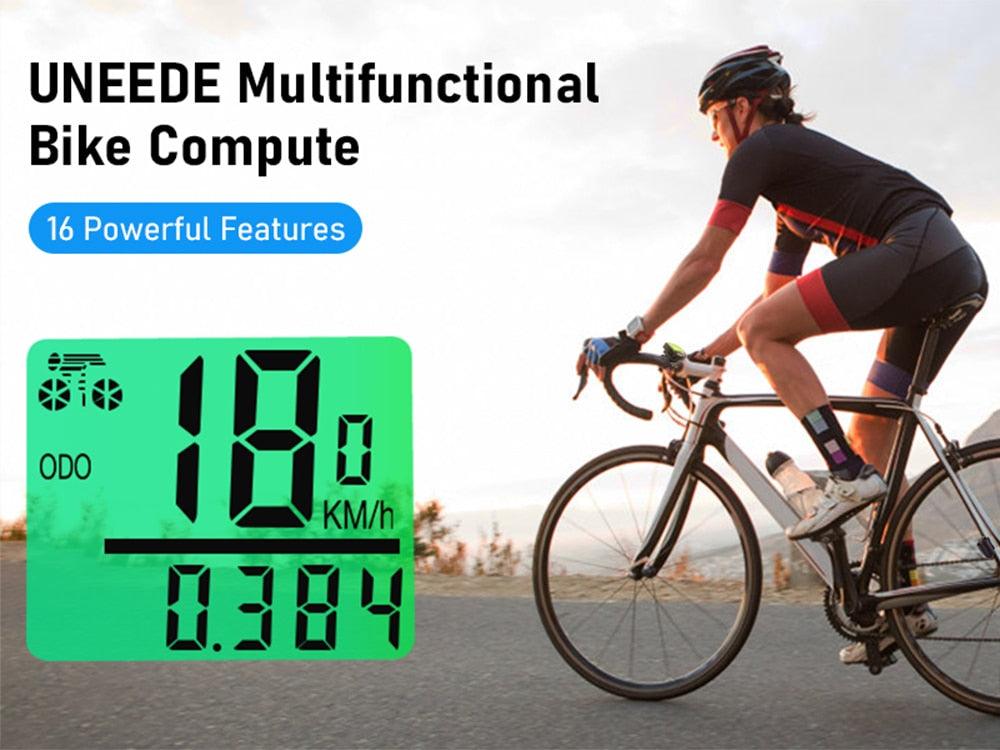 Wireless Bike Computer with 16-Function LCD Backlight Display