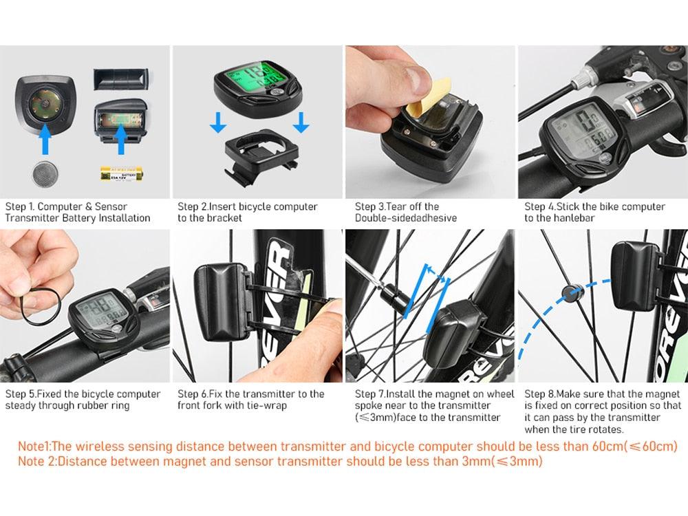 Wireless Bike Computer with 16-Function LCD Backlight Display