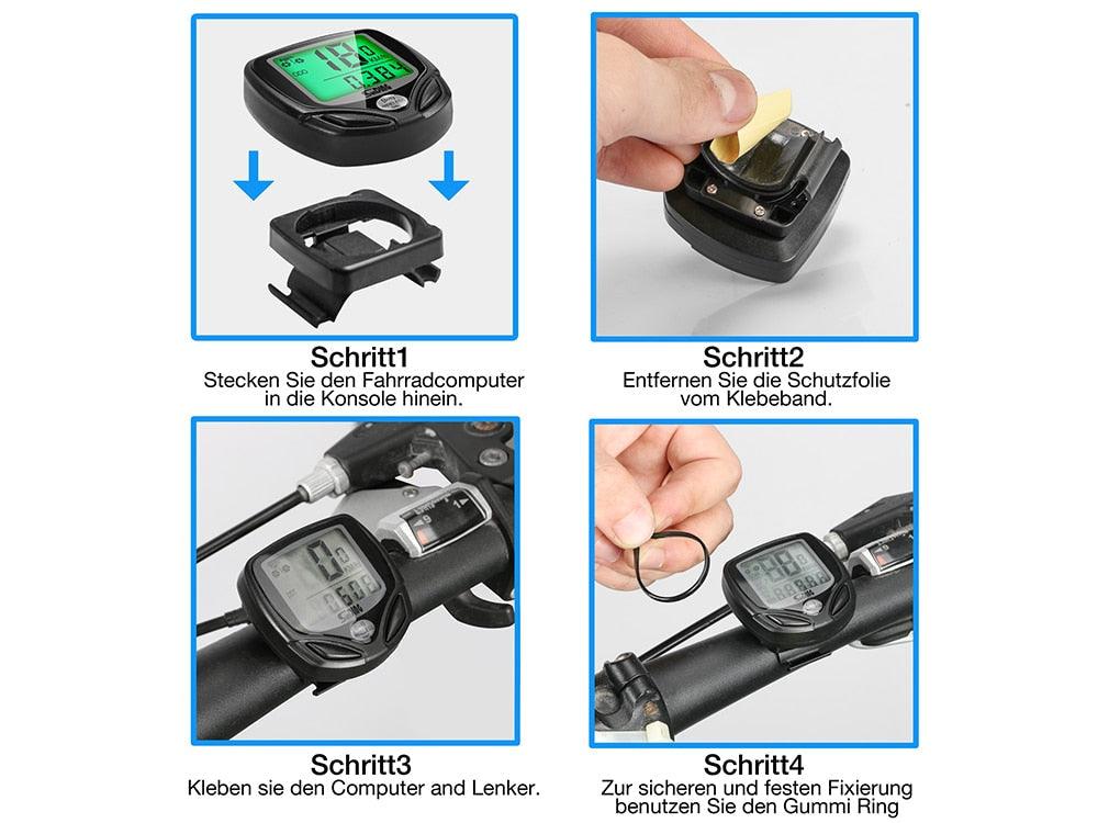 Wireless Bike Computer with 16-Function LCD Backlight Display