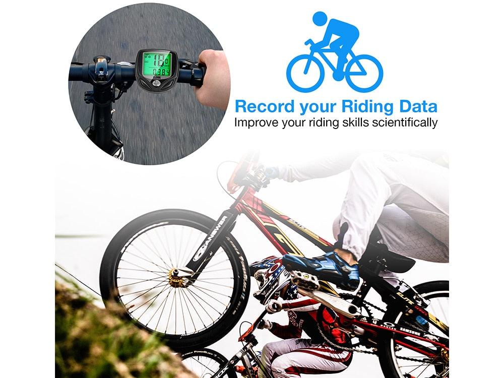 Wireless Bike Computer with 16-Function LCD Backlight Display