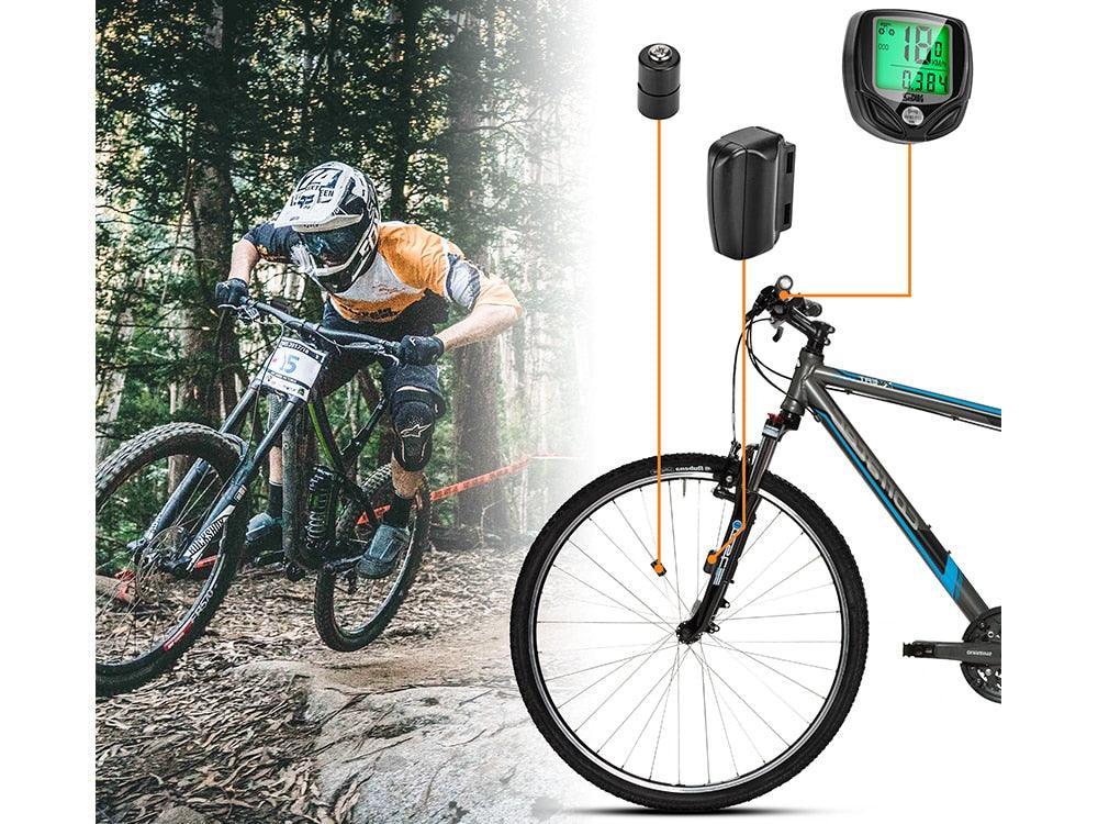 Wireless Bike Computer with 16-Function LCD Backlight Display