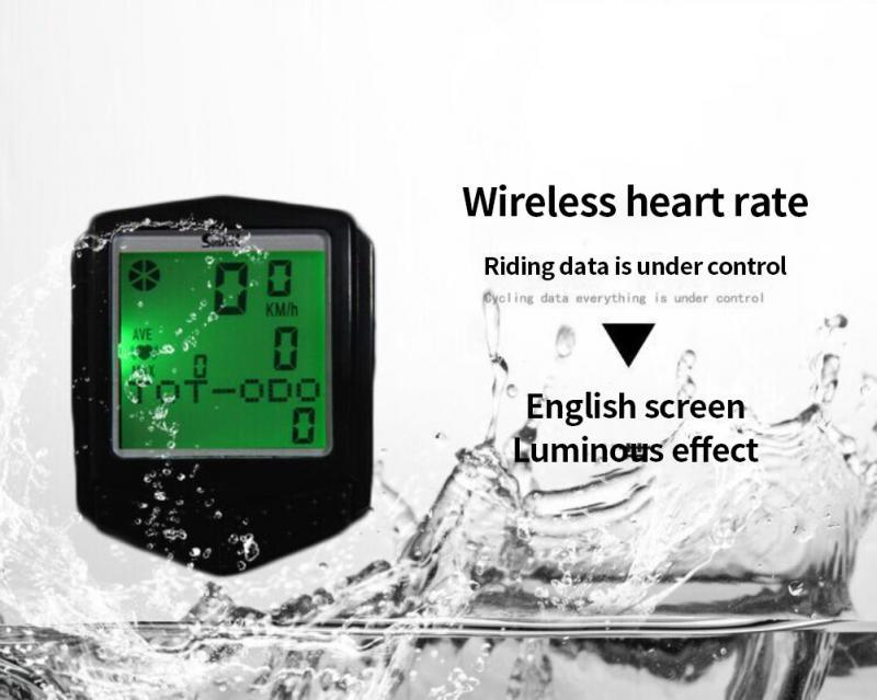 Wireless Waterproof Bicycle Computer with Backlit LCD Display