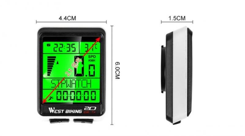 Wireless Waterproof Bicycle Computer with Backlit LCD Display