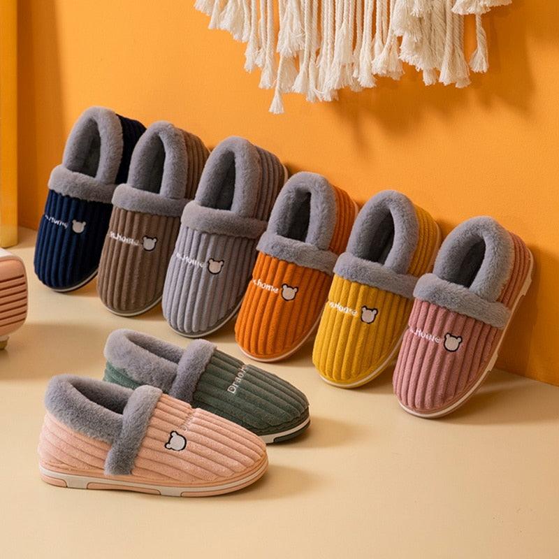 Plush Memory Foam Winter Slippers - Thick Sole Anti-Slip House Shoes