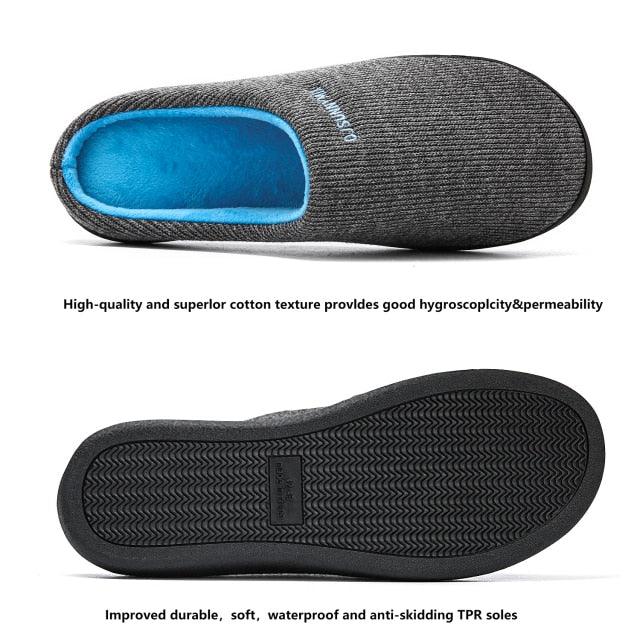 Men's Memory Foam House Slippers, Cozy Closed Toe Indoor Shoes
