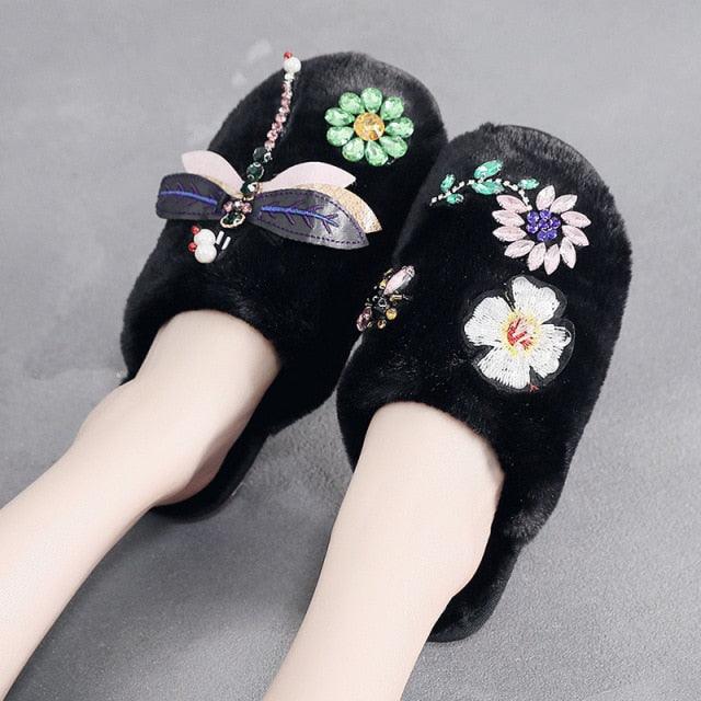 Women’s Plush Memory Foam Slippers - Soft Faux Fur Lined Slides
