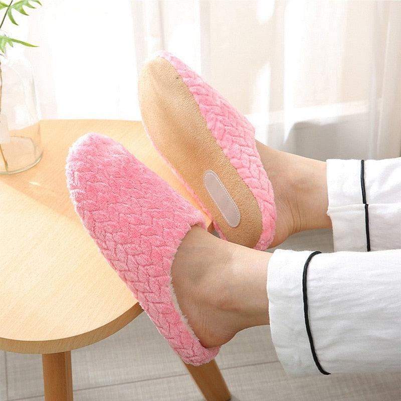Unisex Plush Memory Foam House Slippers - Warm Non-Slip Indoor Shoes