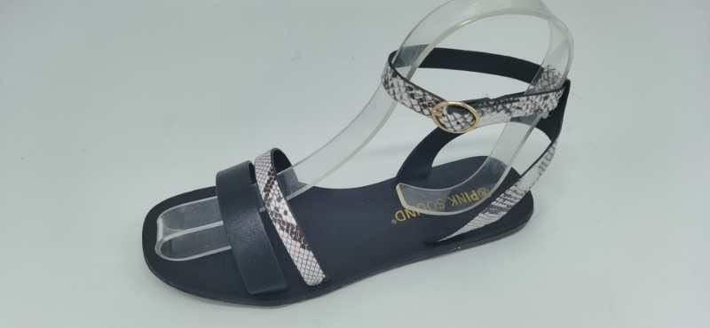 Women’s Leopard Print Leather Flat Sandals Open Toe Beach Shoes