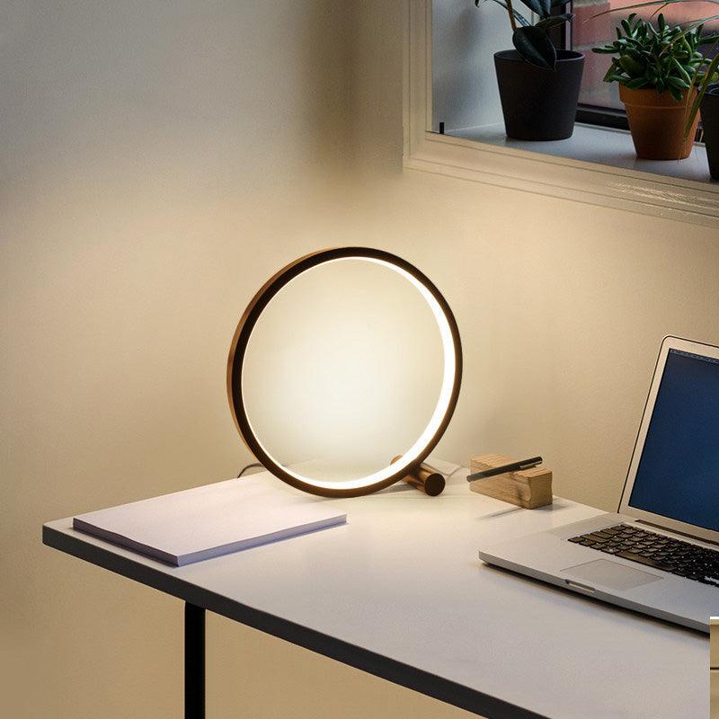 Minimalist Round LED Table Lamp - Dimmable Acrylic Bedside Light