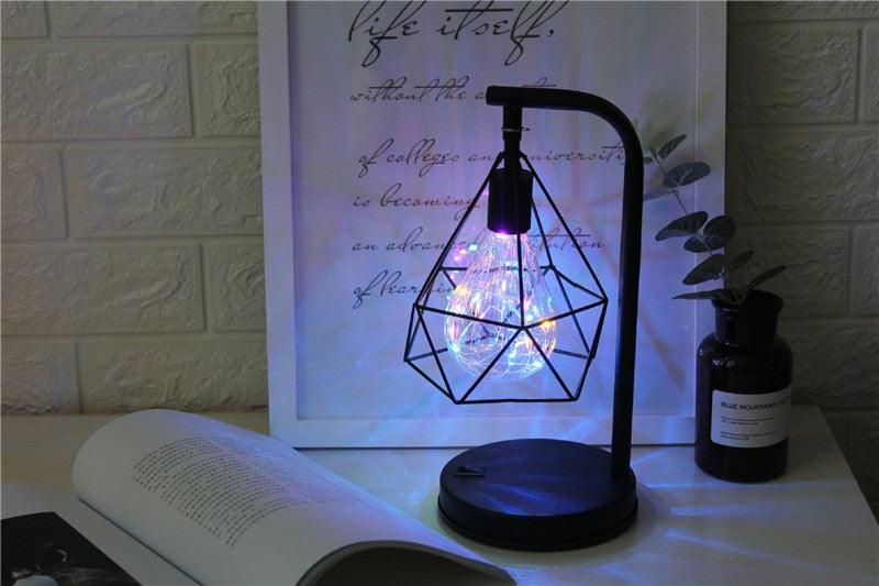 Vintage Iron Art Minimalist Table Lamp - Black Industrial Style