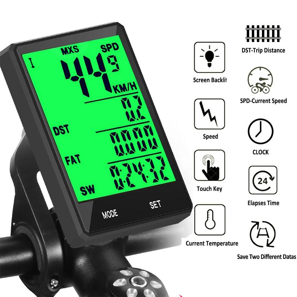 Wireless Waterproof Bicycle Speedometer with LCD Backlight Display