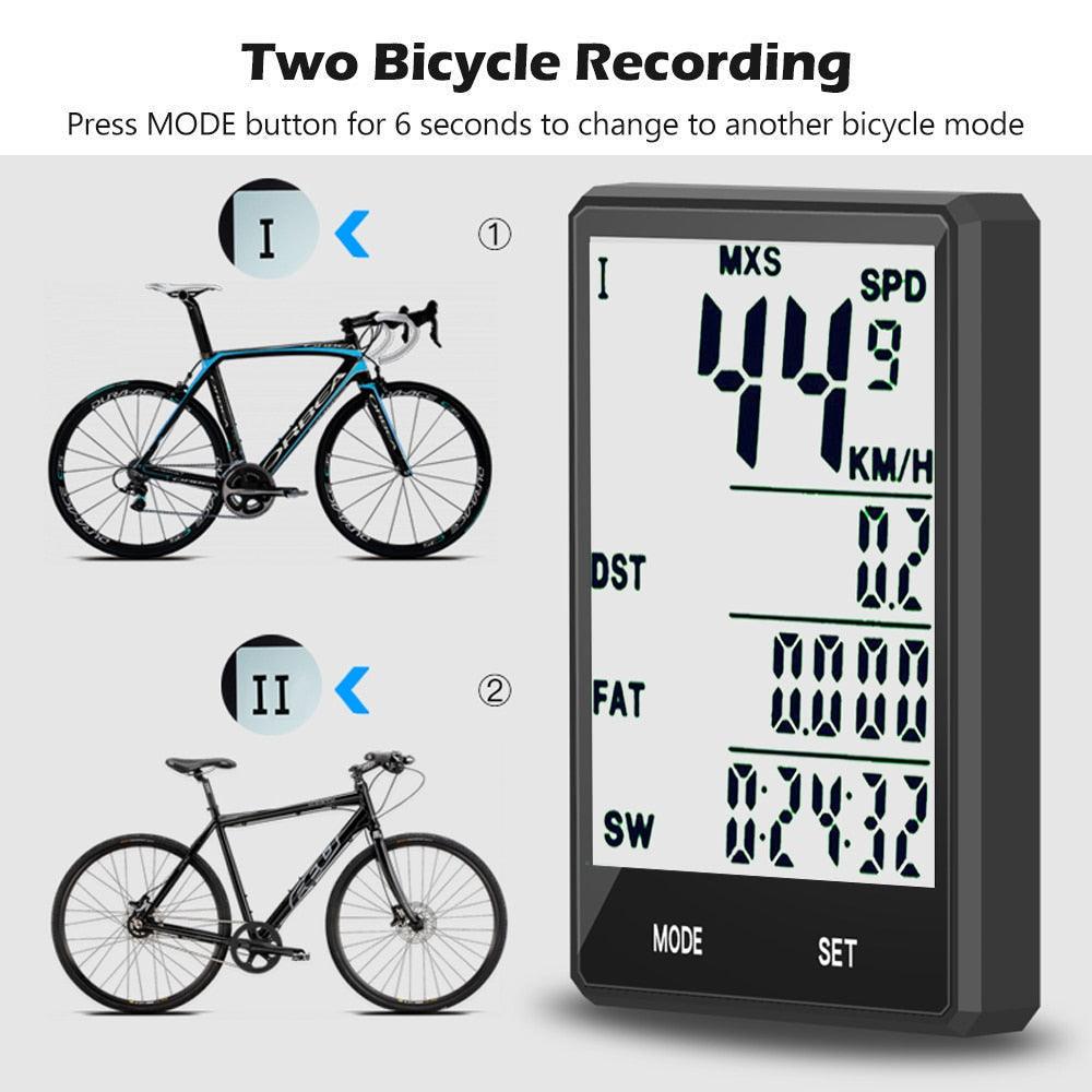 Wireless Waterproof Bicycle Speedometer with LCD Backlight Display