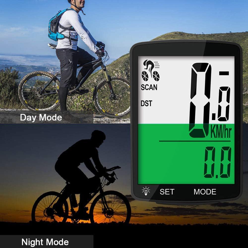 Wireless Waterproof Bicycle Speedometer with LCD Backlight Display