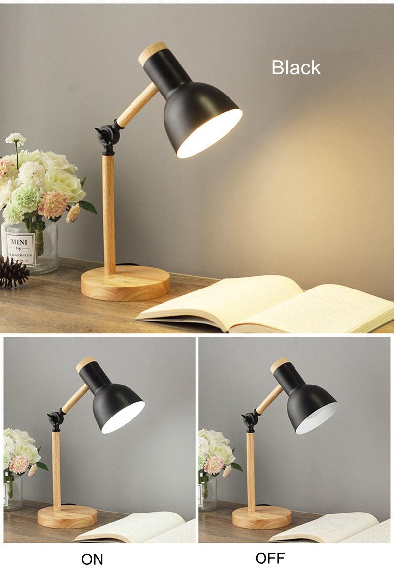 Nordic Style Wooden and Iron Adjustable Desk Lamp