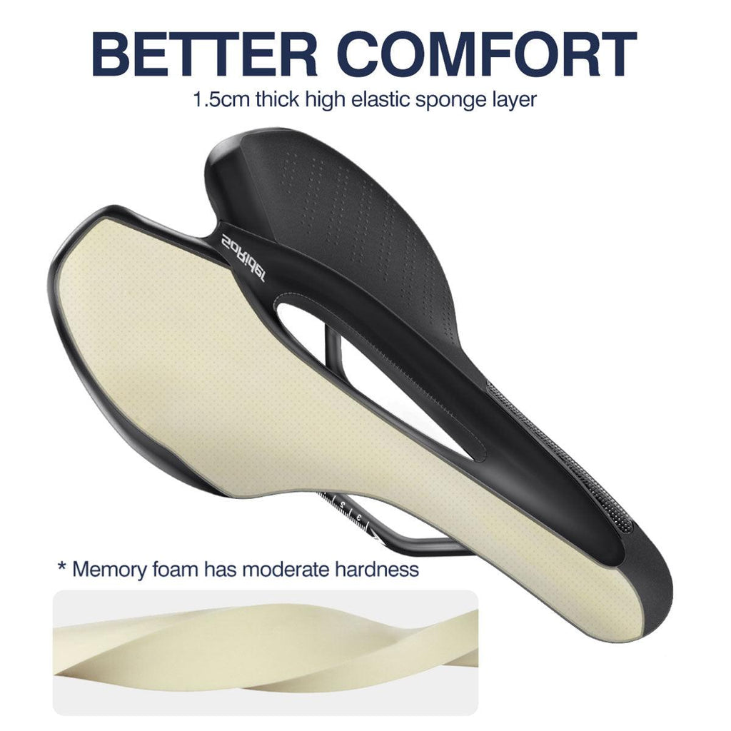 Road Bike Saddle with USB LED Taillight, Soft Breathable Seat