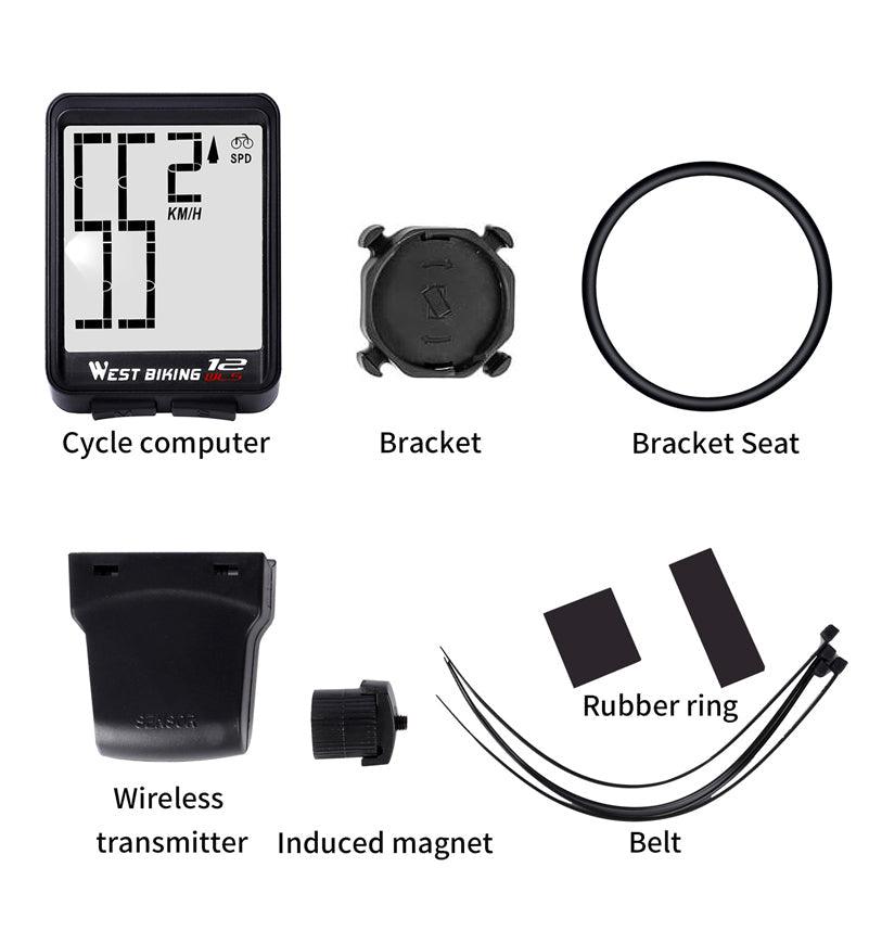 Wireless Bike Computer with Large LCD Display & Backlight