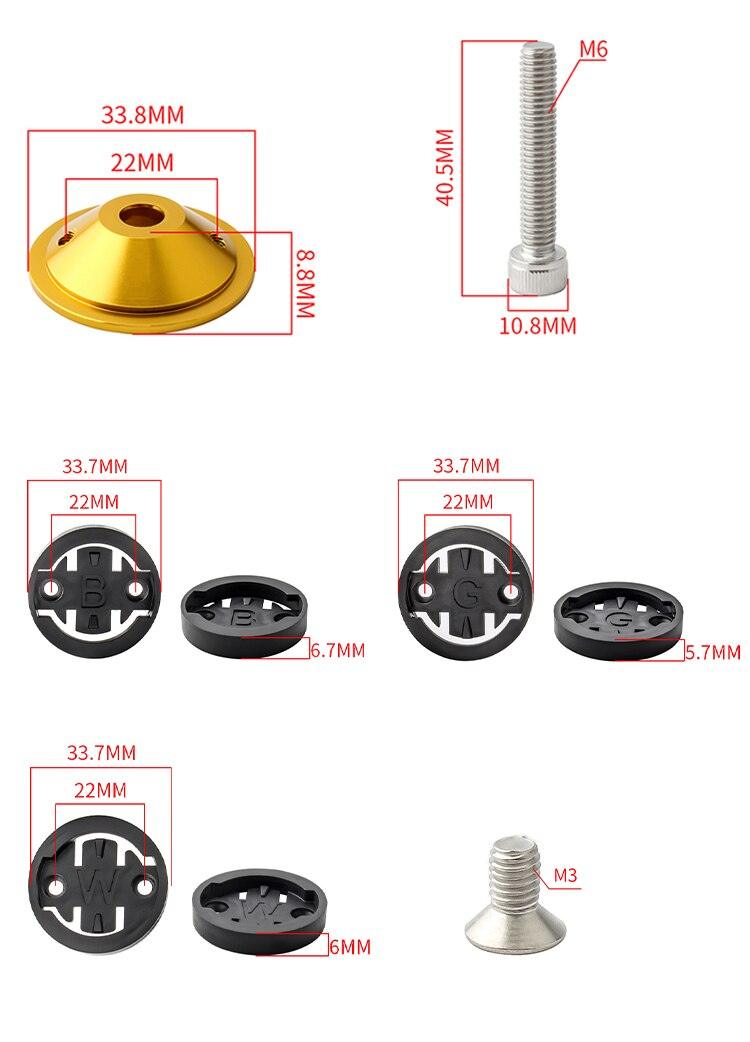 Aluminum Bike Stem Top Cap Mount for Cycling Speedometers & Phones