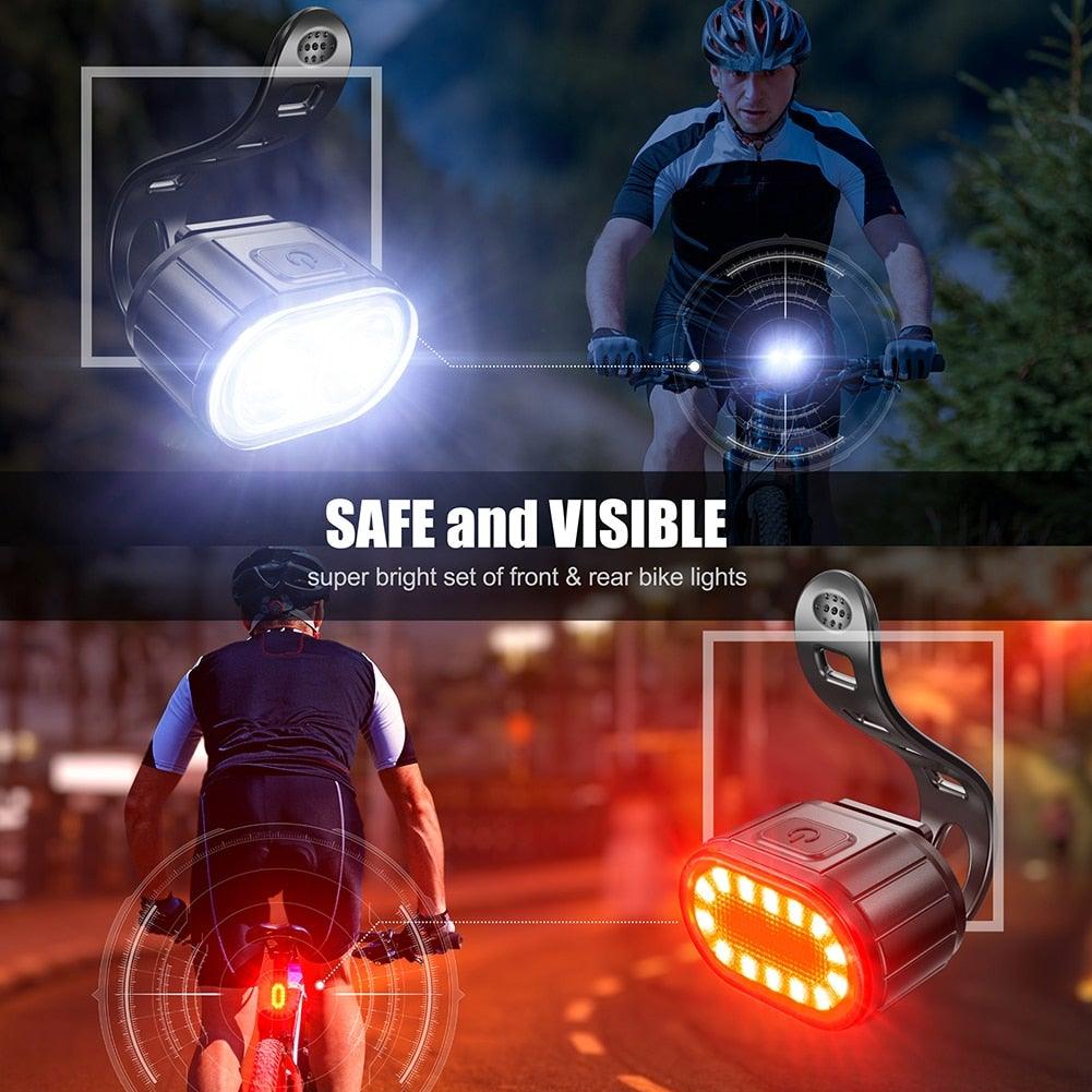 USB Rechargeable LED Bike Light Set - Front Headlight & Taillight