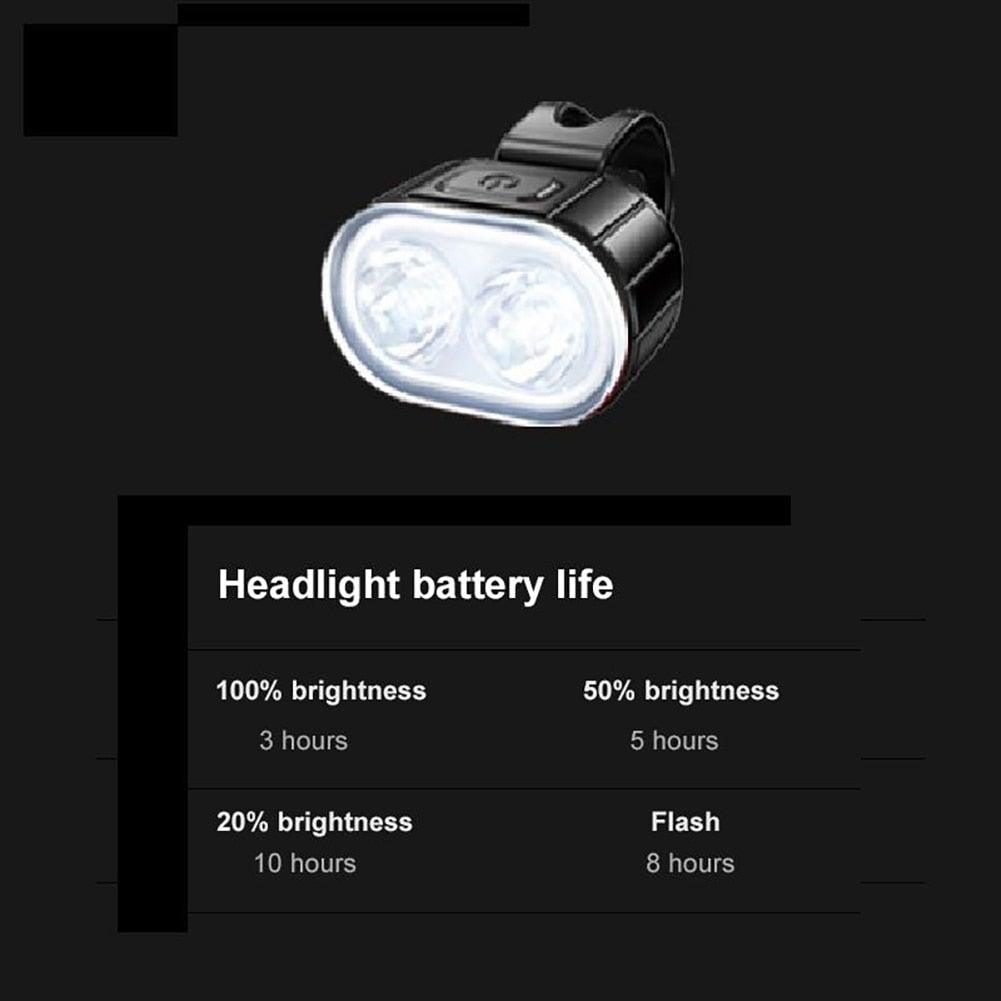 USB Rechargeable LED Bike Light Set - Front Headlight & Taillight