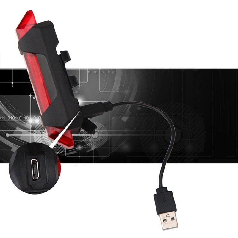 USB Rechargeable LED Bike Light Set - Front Headlight & Taillight