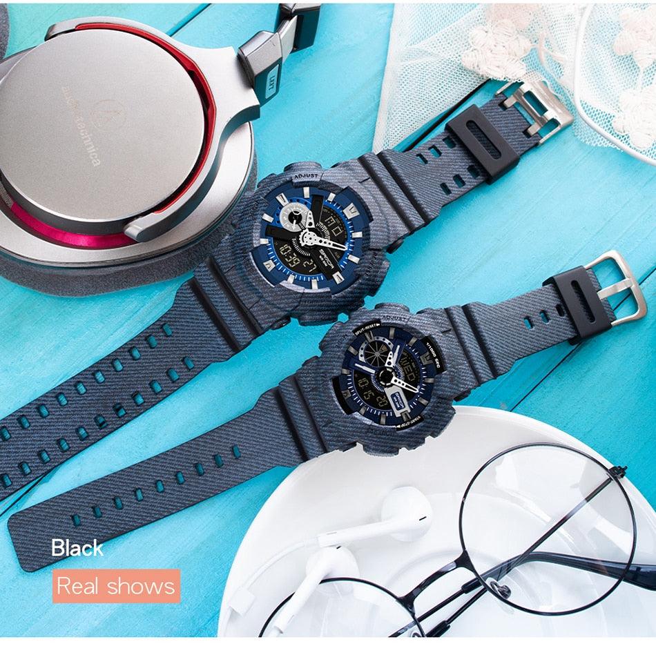 Unisex Waterproof Digital Military Sport Watch with Dual Display