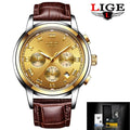 Men's Mechanical Business Watch with Leather Strap and Chronograph