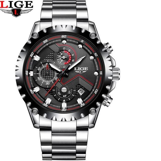 Men's Sporty Industrial Chronograph Watch with Fluorescent Hands