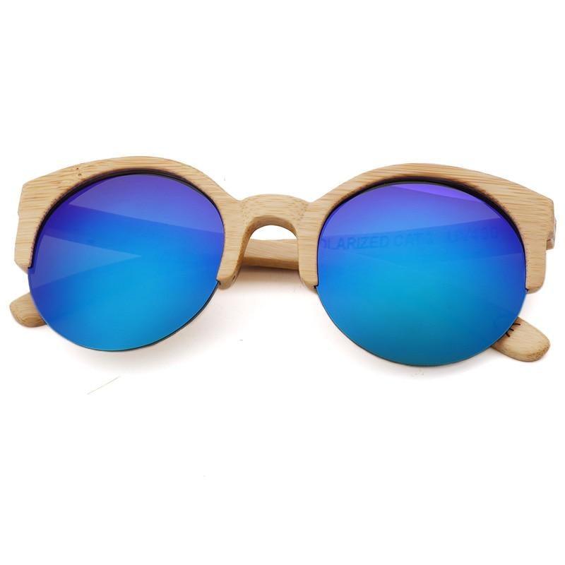 Classic Round Bamboo Sunglasses Polarized Lightweight Retro