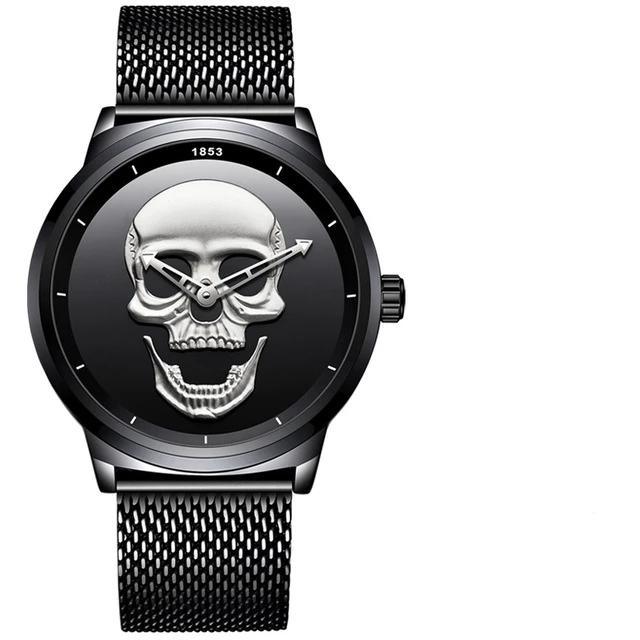 Men's Waterproof Skull Sport Watch with Fluorescent Hands