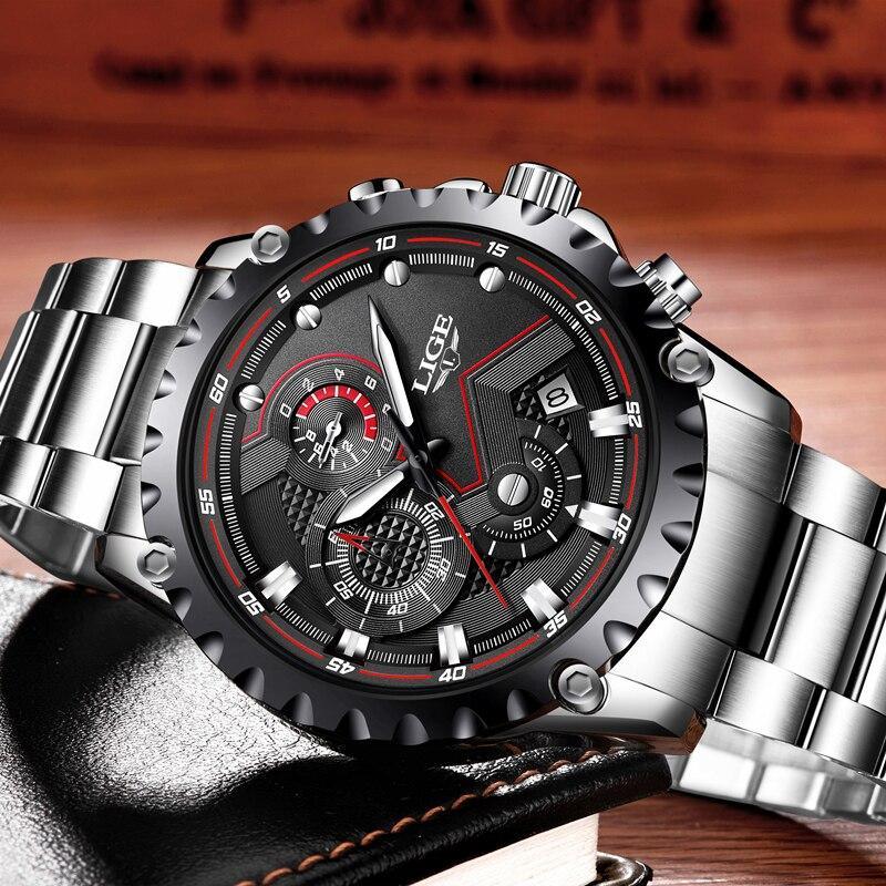 Men's Sporty Industrial Chronograph Watch with Fluorescent Hands