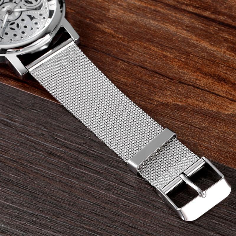 Unisex Silver Tone Stainless Steel Watch with Date Window