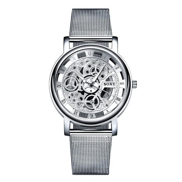 Unisex Silver Tone Stainless Steel Watch with Date Window