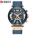 Men's Waterproof Sports Chronograph Watch with Leather Strap