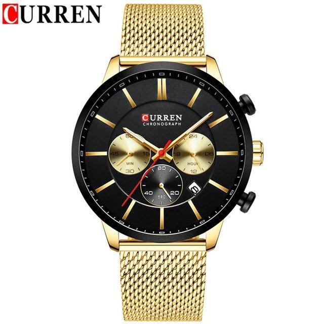 Elegant unisex stainless steel chronograph watch with date display and multifunctional sub-dials
