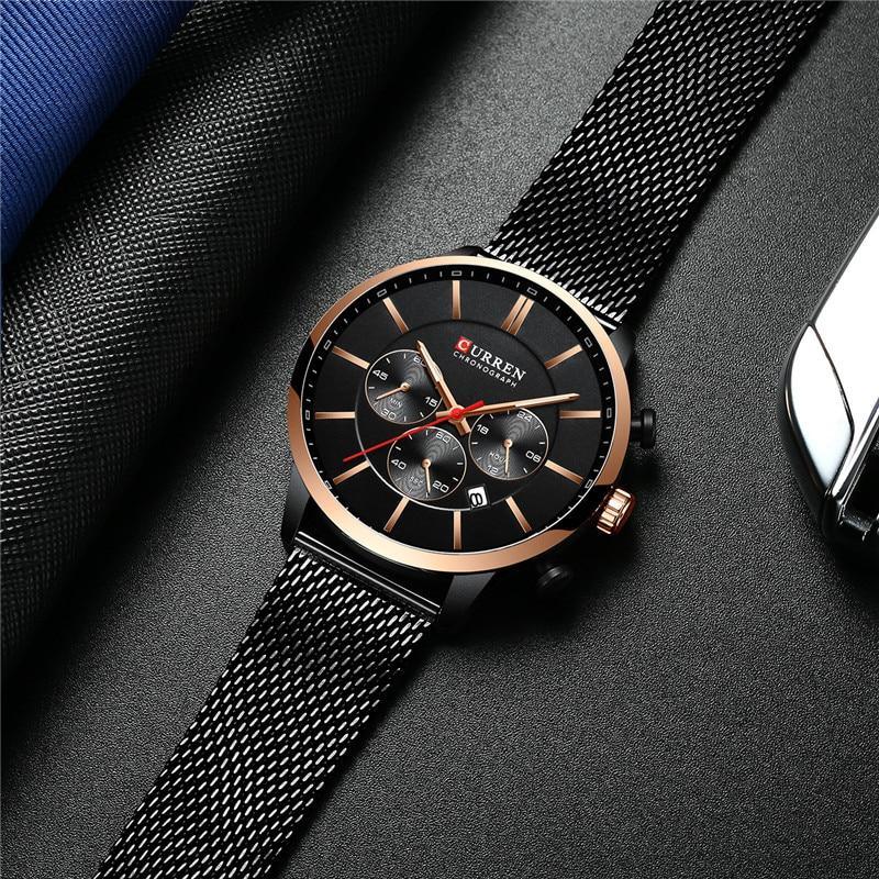 Unisex Elegant Stainless Steel Chronograph Watch with Date Display
