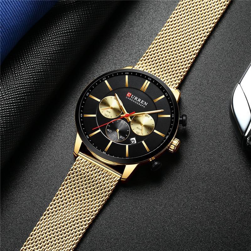 Unisex Elegant Stainless Steel Chronograph Watch with Date Display