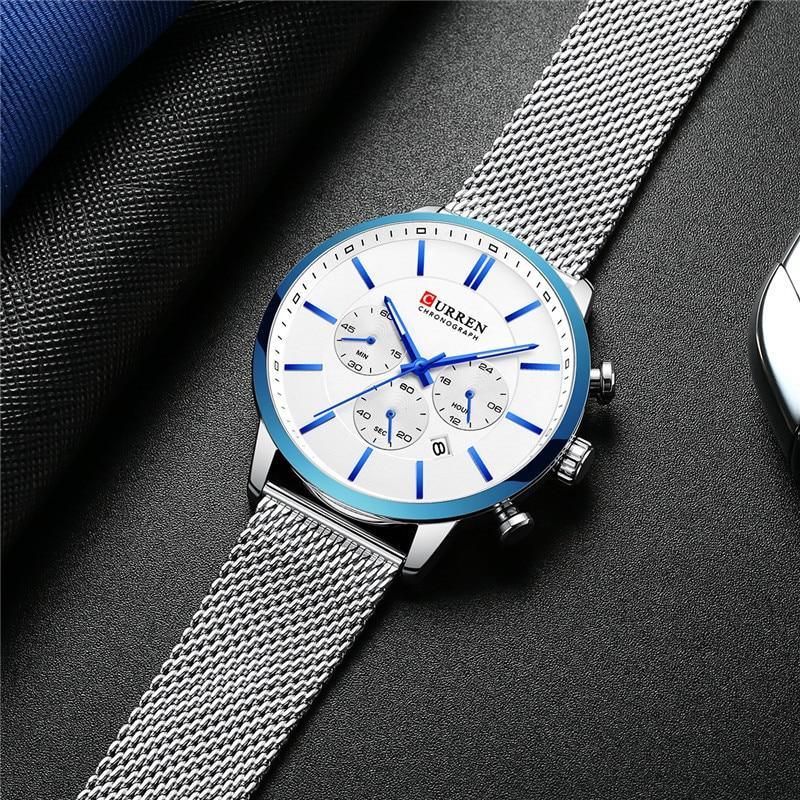 Unisex Elegant Stainless Steel Chronograph Watch with Date Display