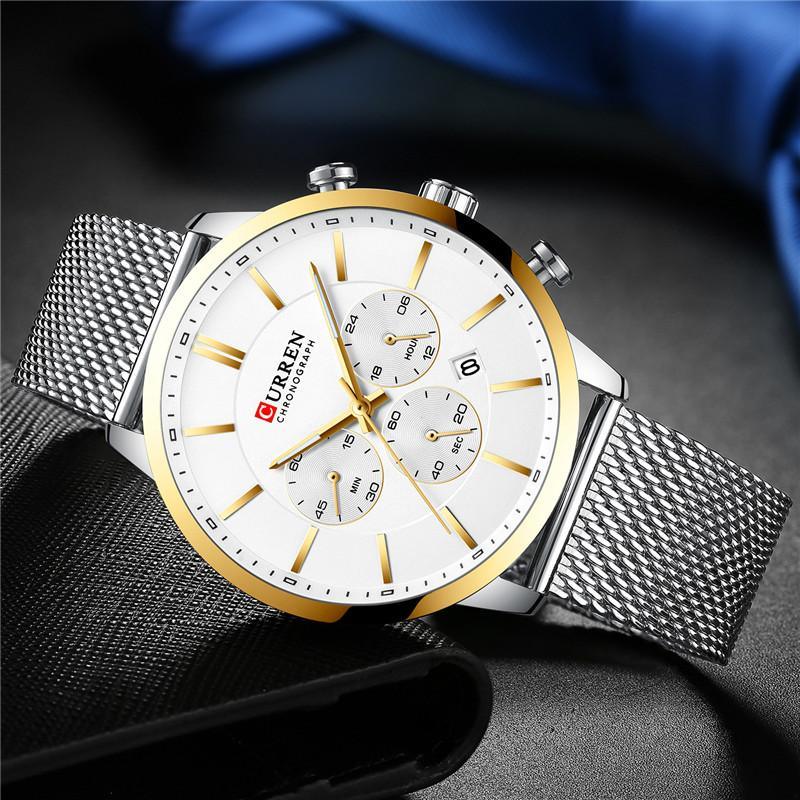 Unisex Elegant Stainless Steel Chronograph Watch with Date Display