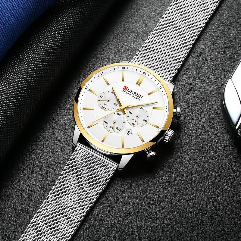 Unisex Elegant Stainless Steel Chronograph Watch with Date Display