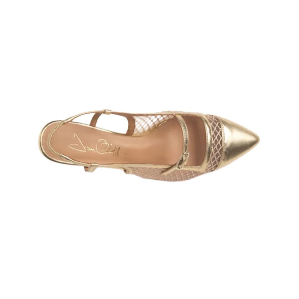 Chloe 50mm Tapered Kitten Heel in Gold - Dressy Metallic Pump