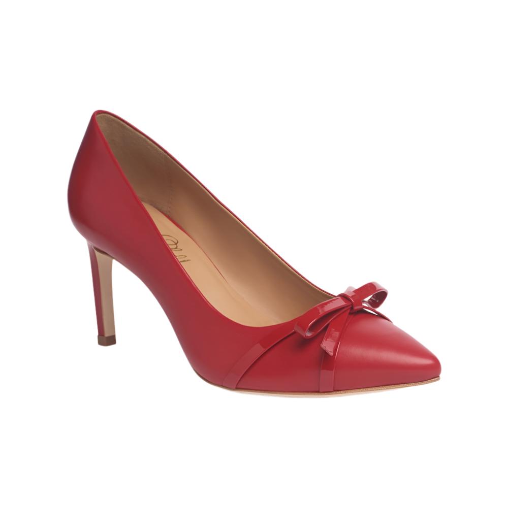 Divine Red Mestico Bow Detail Pointed Toe Pump Heels - Image 2