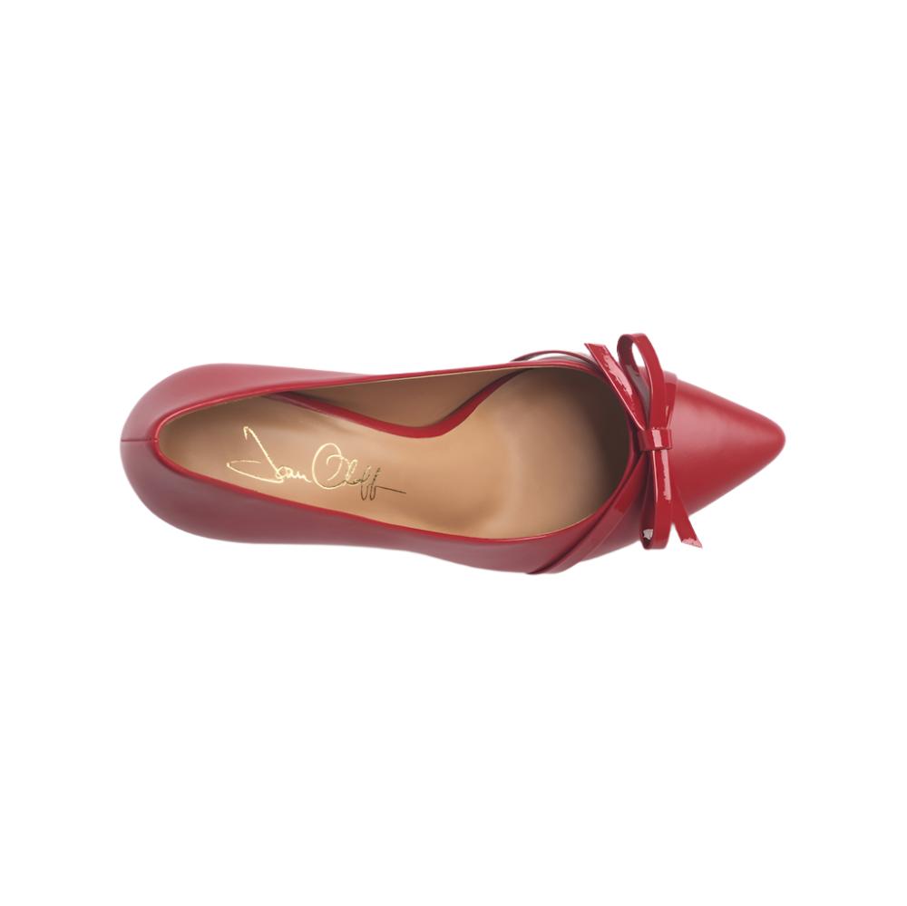 Divine Red Mestico Bow Detail Pointed Toe Pump Heels - Image 3