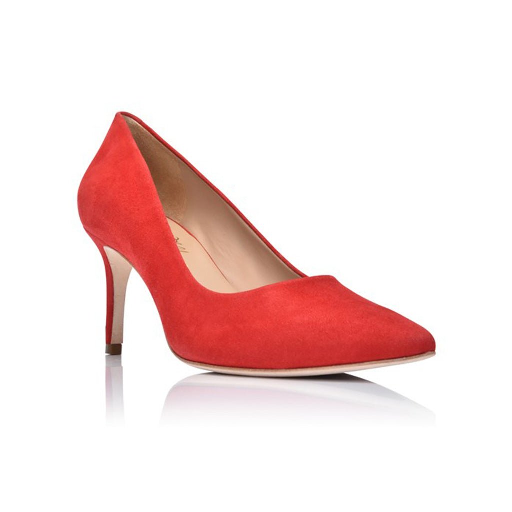 Red Hot Kiss Suede Mid-Heel Pump with Pointed Toe 75mm - Image 2
