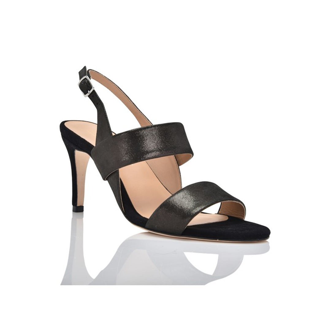 Fortune Black Shimmer Suede Mid-Heel Slingback Sandal - Image 2