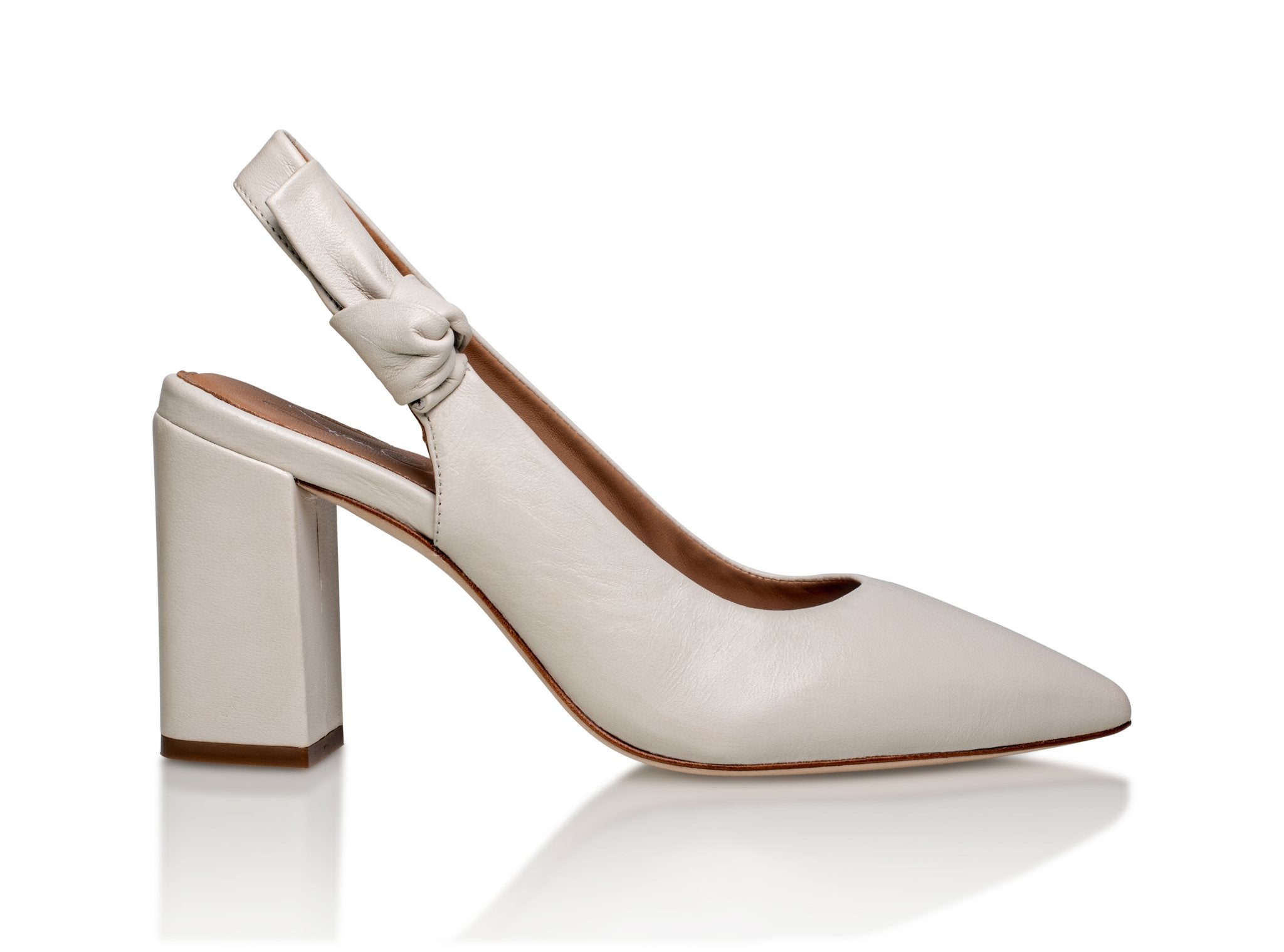 Daphne Leather Slingback Pump Off-White