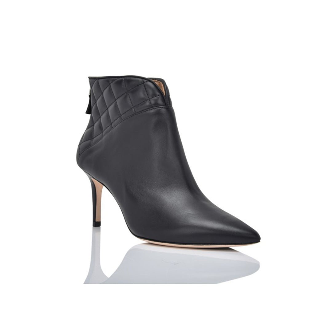 Daron Black Lux Nappa Quilted Ankle Bootie with 75mm Mid Heel - Image 2