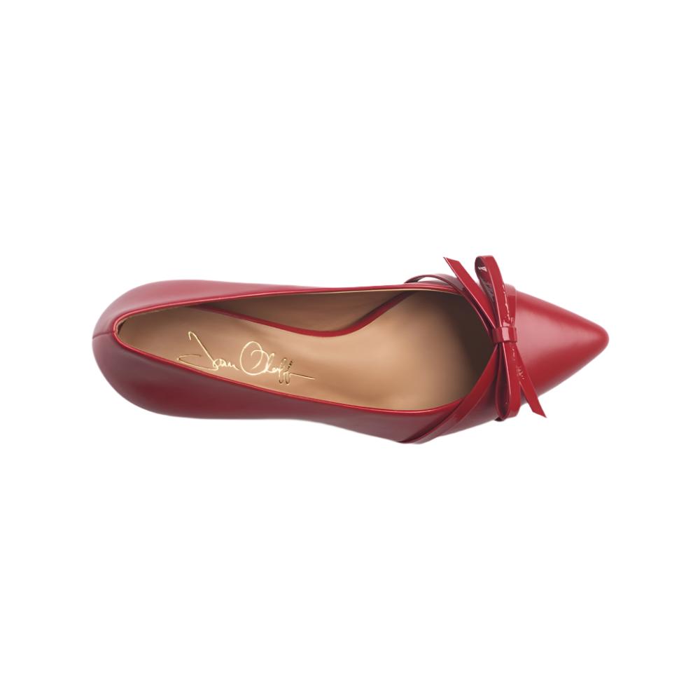 Celine Red Mestico Pointed Toe Kitten Heel Pumps with Bow - Image 3